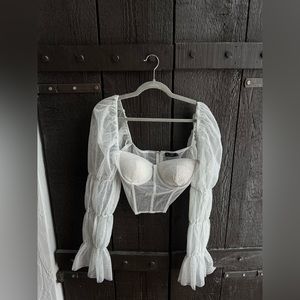 Glitter long sleeve corset top